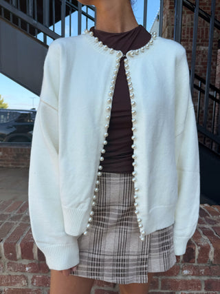 Macy Pearl Cardigan Ivory