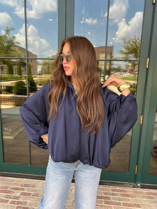 GLAM | The Finley Bomber Zip Up Jacket Navy