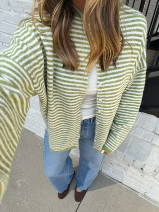 The Keepsake Cardigan Green Stripe