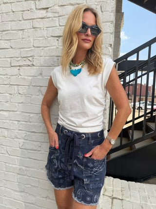 The Reese Bandana Shorts Navy