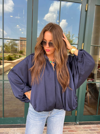 GLAM | The Finley Bomber Zip Up Jacket Navy
