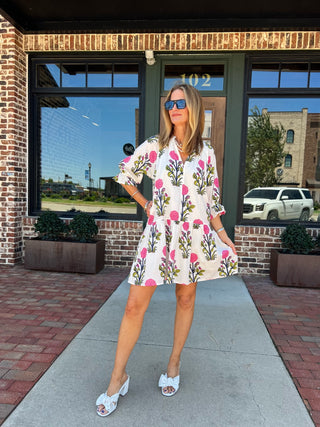 THML Clothing | Arden Floral Print Dress White