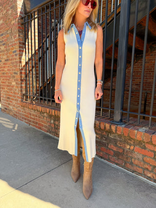 Jennifer Denim Knit Maxi Dress