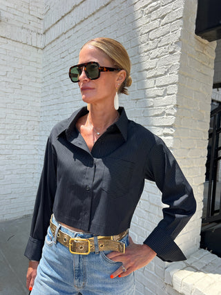 NEEDii | The Bridget Button Up Pinstripe Top