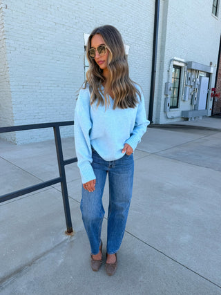 Kendall V Neck Sweater Light Blue