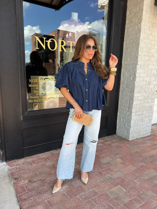 Olivaceous | Bayside Denim Blouse