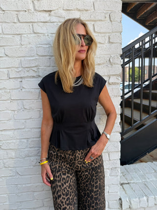 Waist Detail Cap Sleeve Top