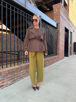 Drawstring Trench Jacket Brown