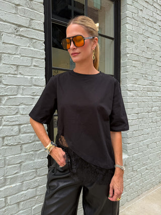 Olivaceous | Jade Lace Trim Top Black