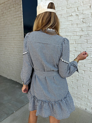 TCEC | Gingham Ruffle Mini Dress Black