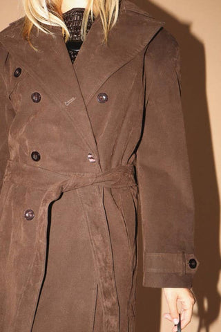 Christy Suede Long Coat Chocolate