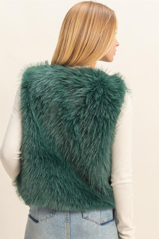 Eleni Faux Fur Vest D. Green [Door Buster]