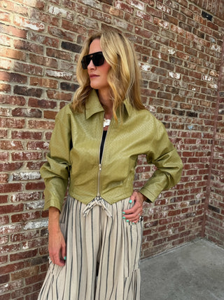 Ira Cropped Jacket Chartreuse