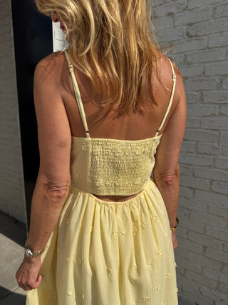Sadie and Sage | Beach Glass Embroidered Mini Dress Yellow