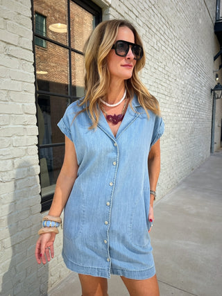 Z Supply | Napa Lightweight Denim Mini Dress Shoreline