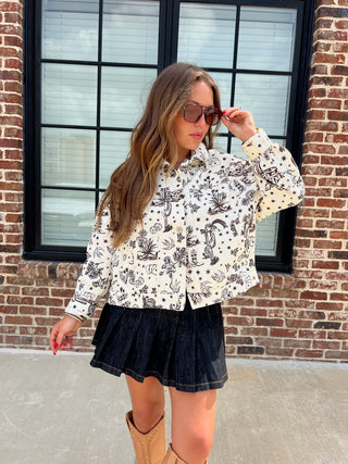 Western Ink Denim Top