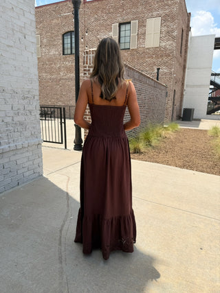 Z SUPPLY | Esti Embroidered Maxi Dress Chocolate Cherry