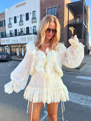 Camille Ruffle Dress – Ivory