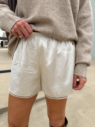 Shelby Satin Shorts Cream