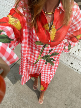 Poppy Picnic Gingham Dress Red