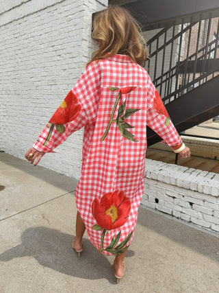 Poppy Picnic Gingham Dress Red
