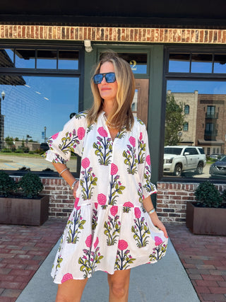 THML Clothing | Arden Floral Print Dress White