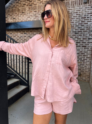 Z Supply | Perfect Linen Top Pink Smoke