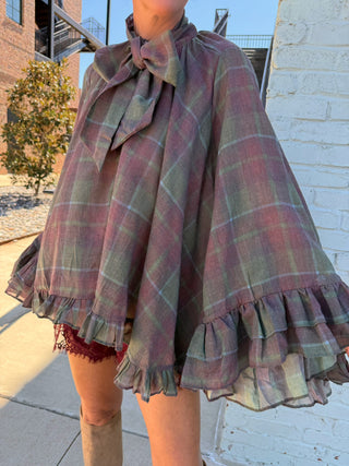 Marlowe Ruffle Cuff Blouse Plaid