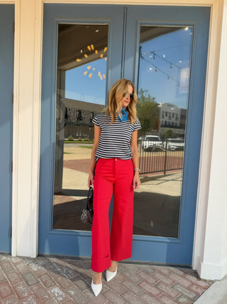 ENTRO | Stroll On Denim Pants Red