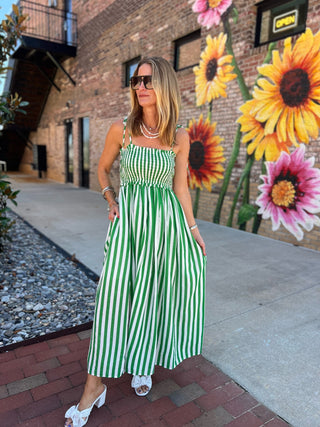 Entro | Raela Shoulder Tie Midi Dress Green