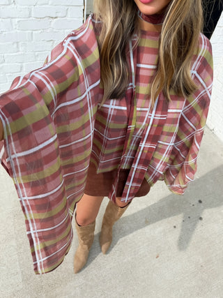 The Cider Plaid Chiffon Blouse