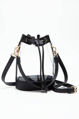 Clear Crossbody Stadium Bucket Bag | Black