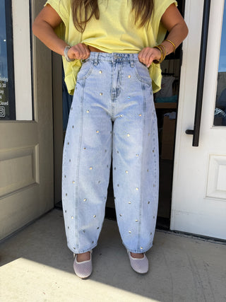 Jessy Studded Barrels Denim