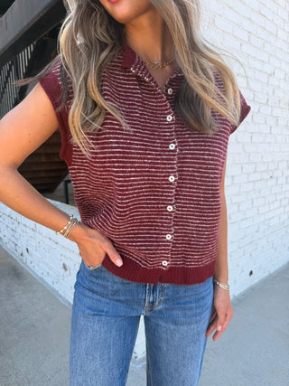 Lottie Pinstripe Knit Wine