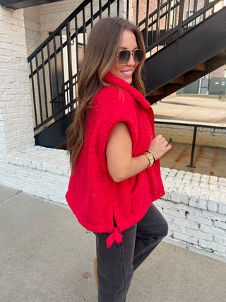Courtney Sherpa Oversized Vest Red