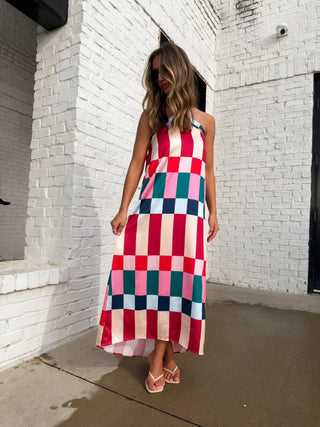 Picnic Check Halter Maxi
