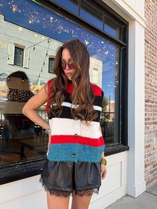 Jolie Sweater Multicolor Striped Vest