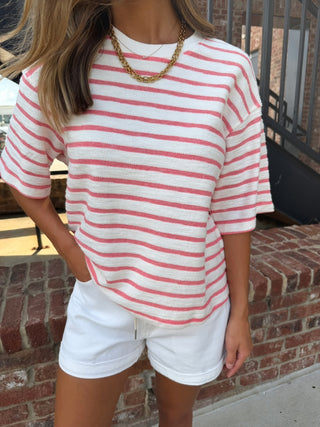 Classic Days Tee Pink Stripe