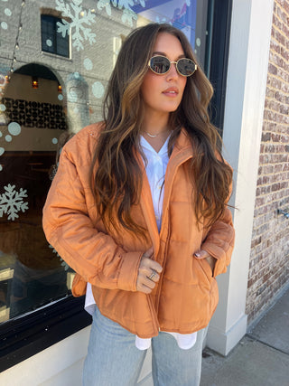 Arlen Cute Quilted Puffer Jacket Orange  [Door Buster]