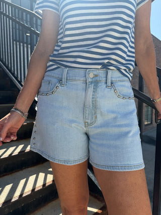 The Kacey Studded Denim Shorts
