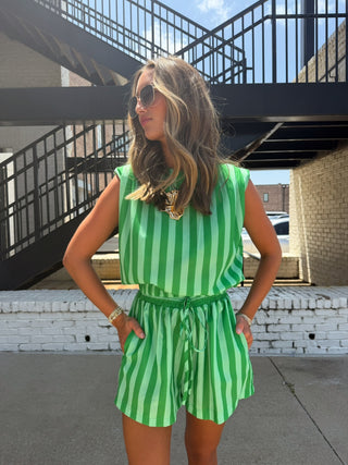 GLAM | Charlie Stripe Padded Set - Kelly Green