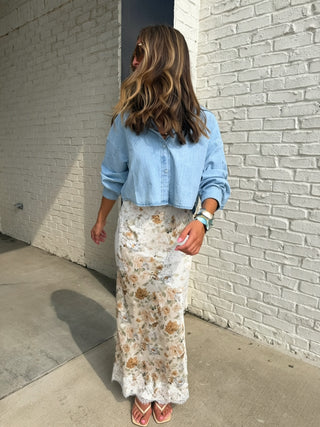 Betts Floral Lace Midi Skirt - Yellow Floral