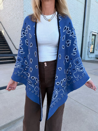 Taylor Bandana Kimono Cardigan Blue Multi