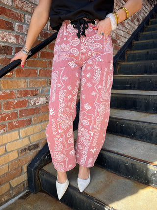 Paisley Barrel Jeans Pink