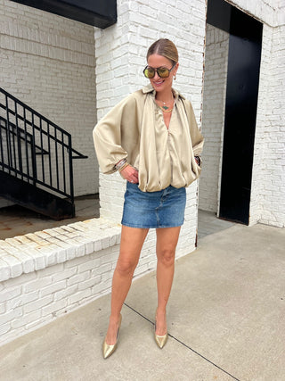 GLAM | The Finley Bomber Zip Up Jacket Taupe