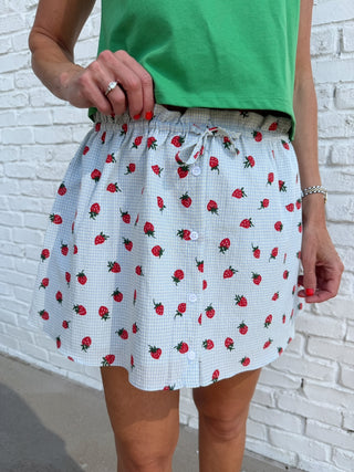 Strawberry A-Line Skirt Blue