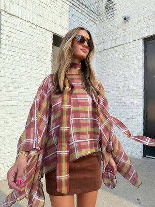 The Cider Plaid Chiffon Blouse