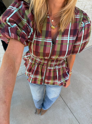 Gwen Short Sleeve Top Burgundy
