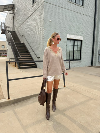 Elodie Lace Sweater Oatmeal