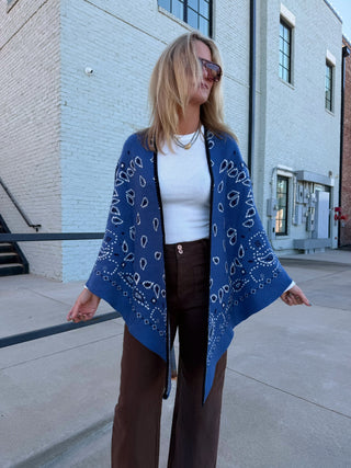Taylor Bandana Kimono Cardigan Blue Multi